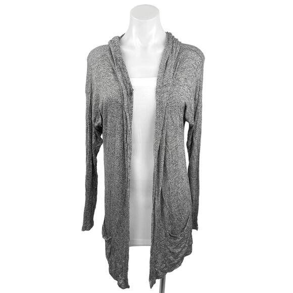 Dont Ask Why Gray Knit Open Front Long Sleeve Hoodie Hooded Cardigan Sweater - Picture 1 of 5